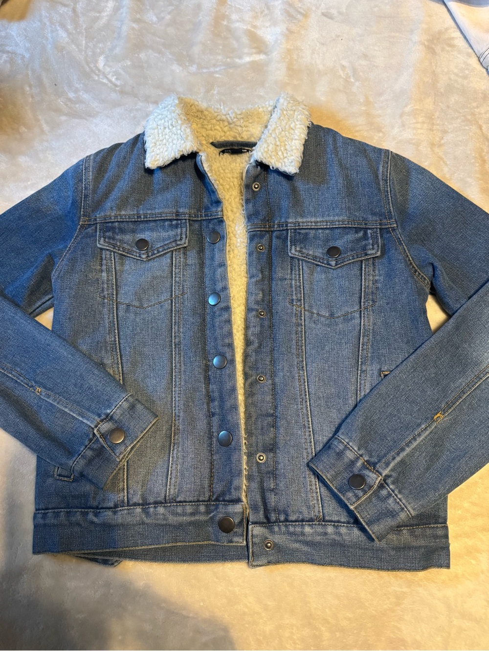 Fashion nova Blue Sherpa-Lined Denim Jacket